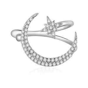 (image pour) Pince d'oreille style Pandora avec lune et étoiles - BSE701