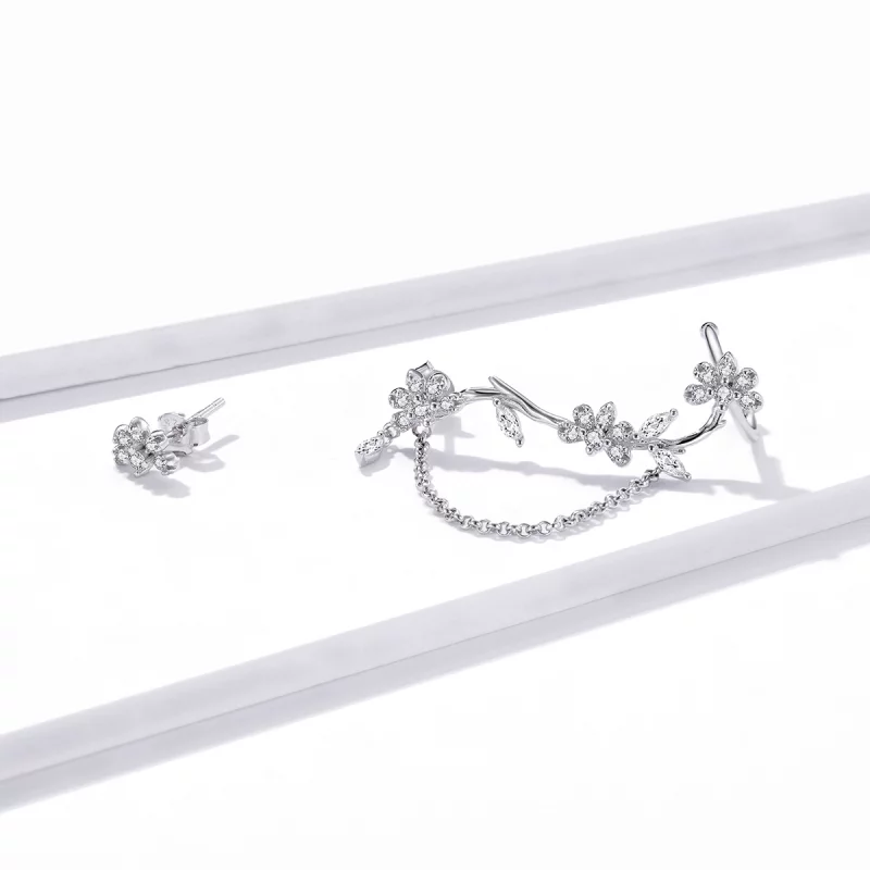 (image pour) Style Pandora Fleurs Sur Pince d'Oreille Moshang - BSE476 - Afficher 3