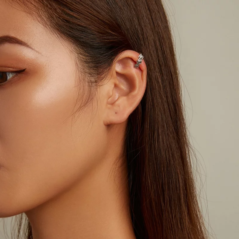 (image pour) Style Pandora Rétro Pince d'Oreille Rose - BSE582 - Afficher 7