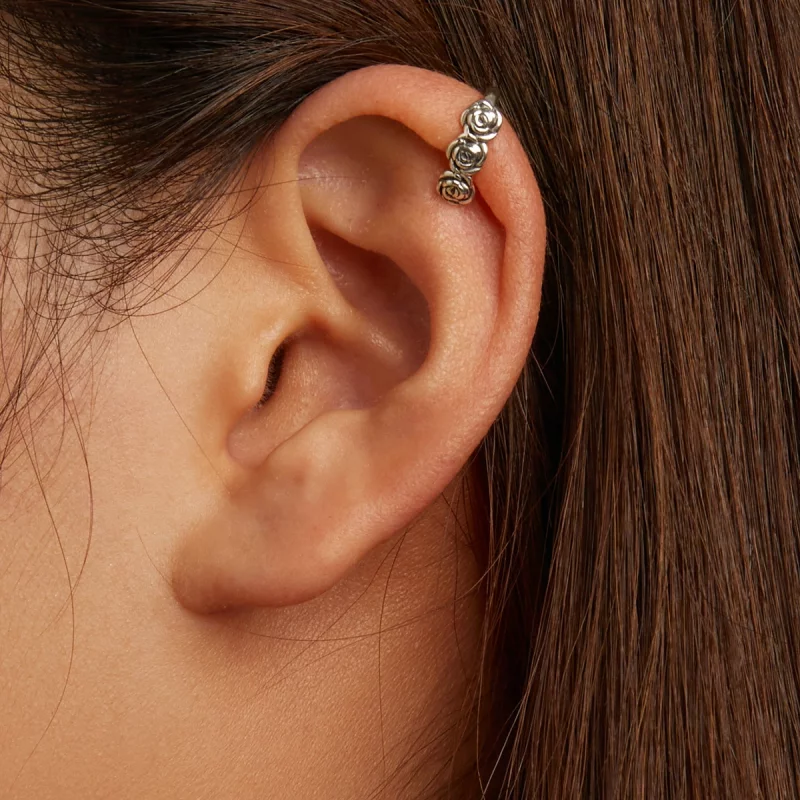 (image pour) Style Pandora Rétro Pince d'Oreille Rose - BSE582 - Afficher 8
