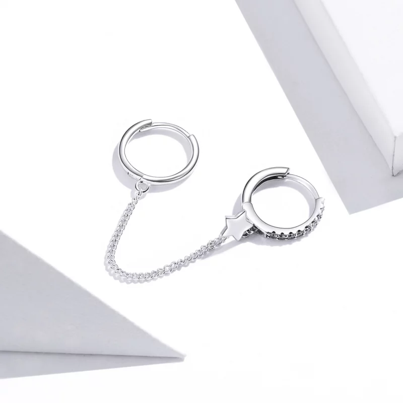 (image pour) Boucle d'oreille Style PANDORA étoile unique - SCE914 - Afficher 2
