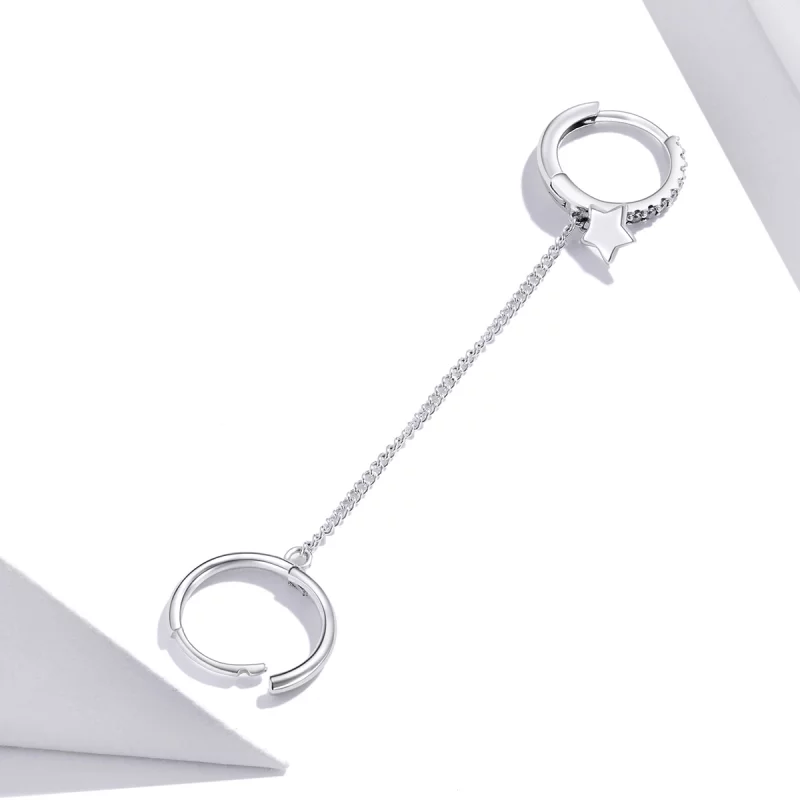 (image pour) Boucle d'oreille Style PANDORA étoile unique - SCE914 - Afficher 4