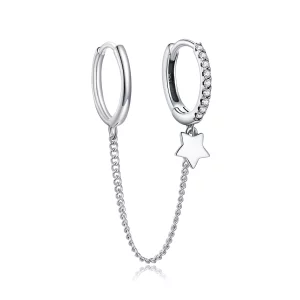 (image pour) Boucle d'oreille Style PANDORA étoile unique - SCE914