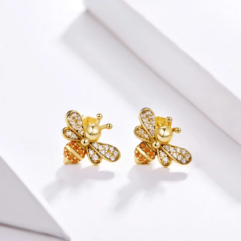 (image pour) Clous d'Oreilles Style PANDORA Abeille Reiki - SCE344-B - Afficher 2