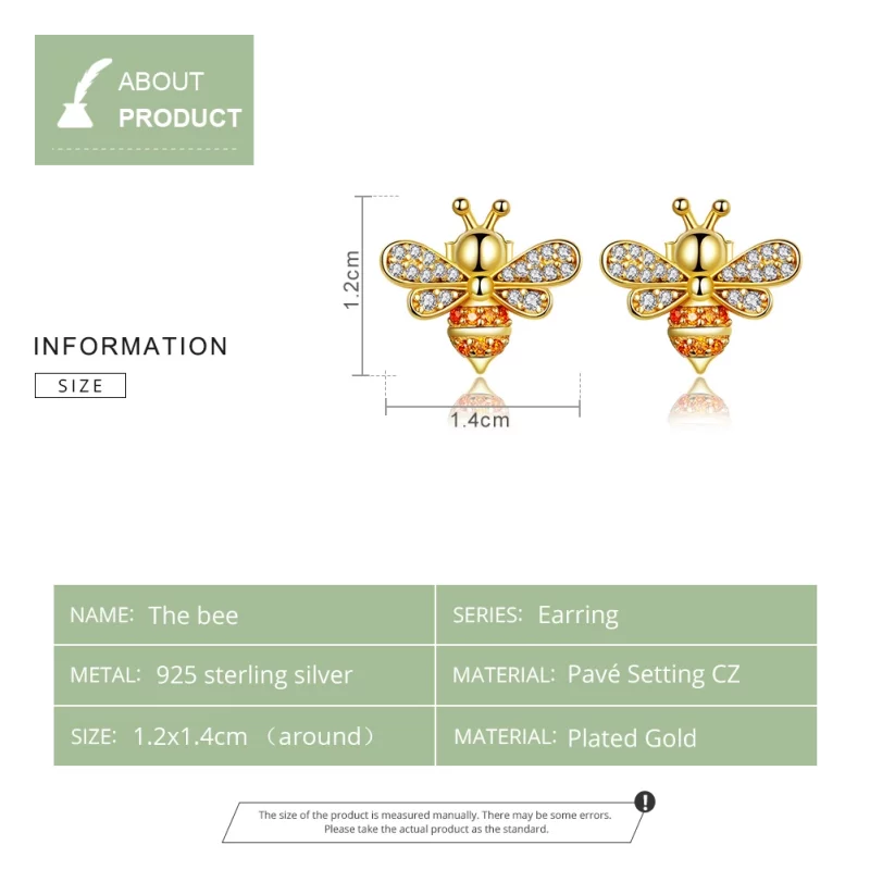 (image pour) Clous d'Oreilles Style PANDORA Abeille Reiki - SCE344-B - Afficher 7