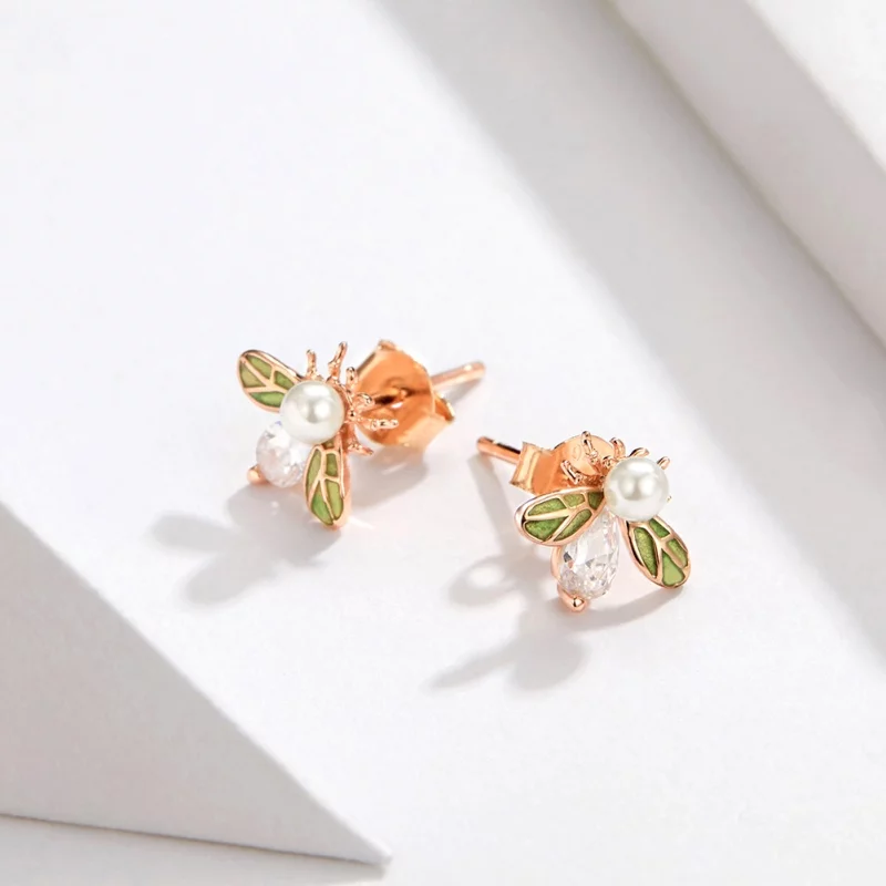 (image pour) Clous d'Oreilles Style PANDORA abeille - SCE643 - Afficher 2