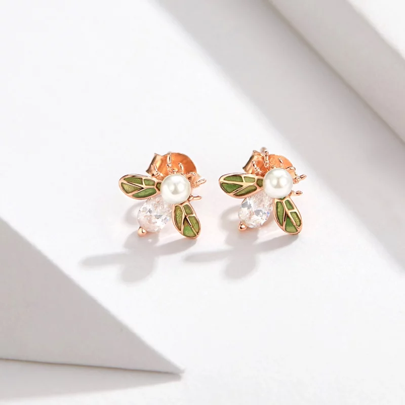 (image pour) Clous d'Oreilles Style PANDORA abeille - SCE643 - Afficher 3