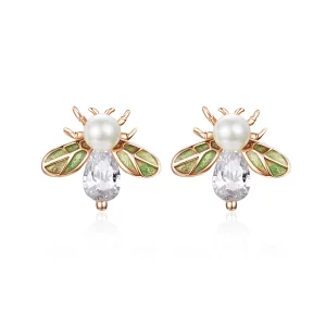Clous d'Oreilles Style PANDORA abeille - SCE643 (image pour) Clous d'Oreilles Style PANDORA abeille - SCE643