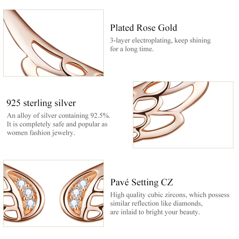 (image pour) Clous d'Oreilles Style PANDORA Ailes d'elfe - SCE343-C - Afficher 3