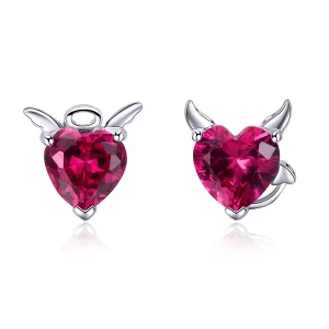 (image pour) Clous d'Oreilles Style PANDORA Ange et démon - SCE414