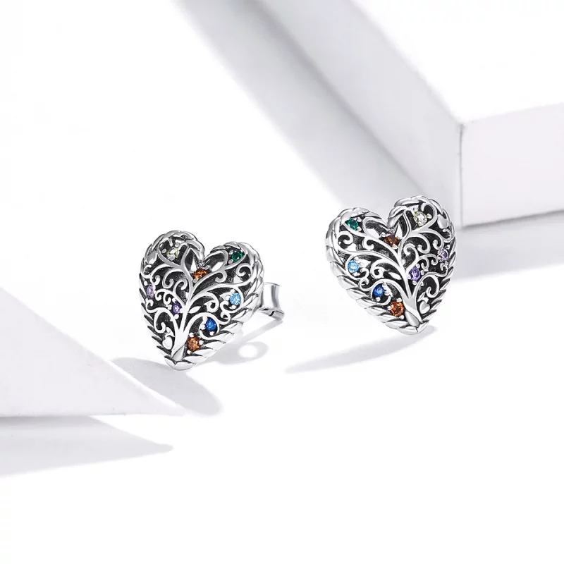 (image pour) Clous d'Oreilles Style PANDORA Arbre de la vie - SCE933 - Afficher 2