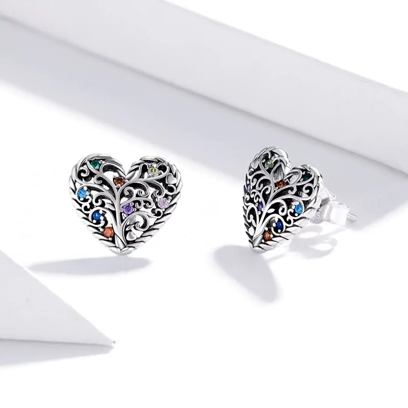 (image pour) Clous d'Oreilles Style PANDORA Arbre de la vie - SCE933 - Afficher 4