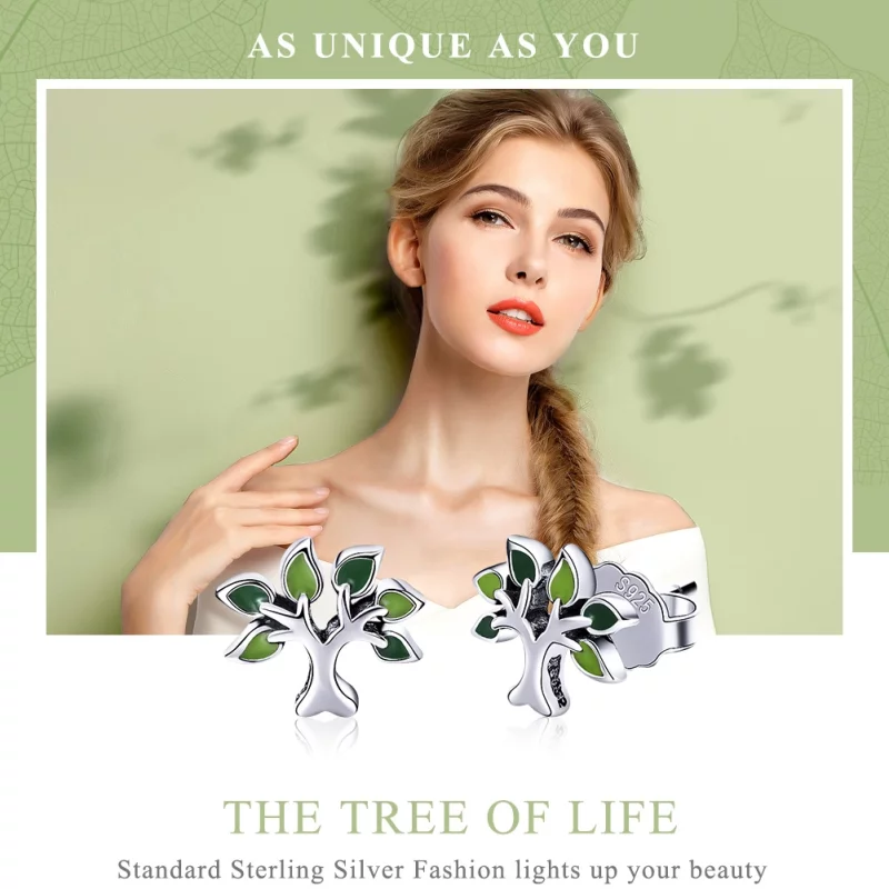 (image pour) Clous d'Oreilles Style PANDORA Arbre de vie - SCE409 - Afficher 2