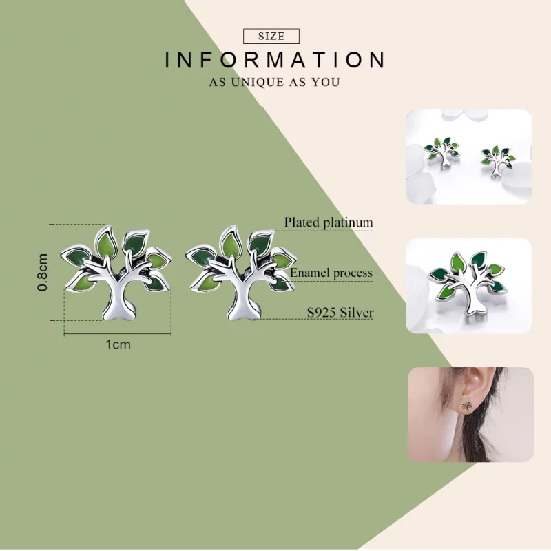 (image pour) Clous d'Oreilles Style PANDORA Arbre de vie - SCE409 - Afficher 3
