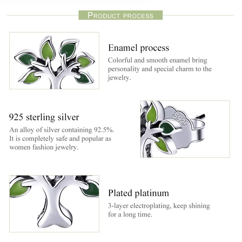 (image pour) Clous d'Oreilles Style PANDORA Arbre de vie - SCE409 - Afficher 4