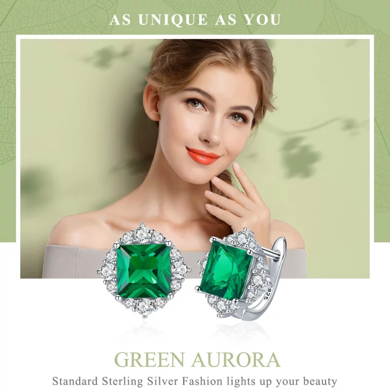 (image pour) Clous d'Oreilles Style PANDORA Aurore verte - SCE540 - Afficher 2