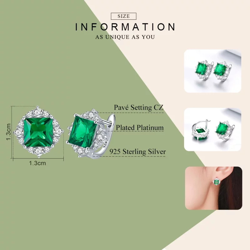 (image pour) Clous d'Oreilles Style PANDORA Aurore verte - SCE540 - Afficher 3