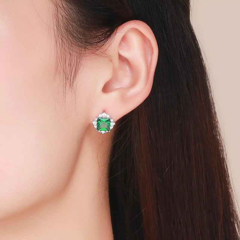 (image pour) Clous d'Oreilles Style PANDORA Aurore verte - SCE540 - Afficher 4