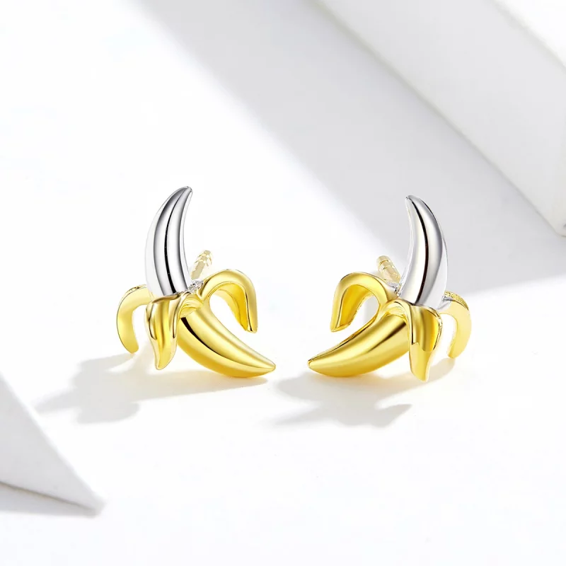 (image pour) Clous d'Oreilles Style PANDORA Banane ludique mignonne Bicolore - SCE731 - Afficher 2
