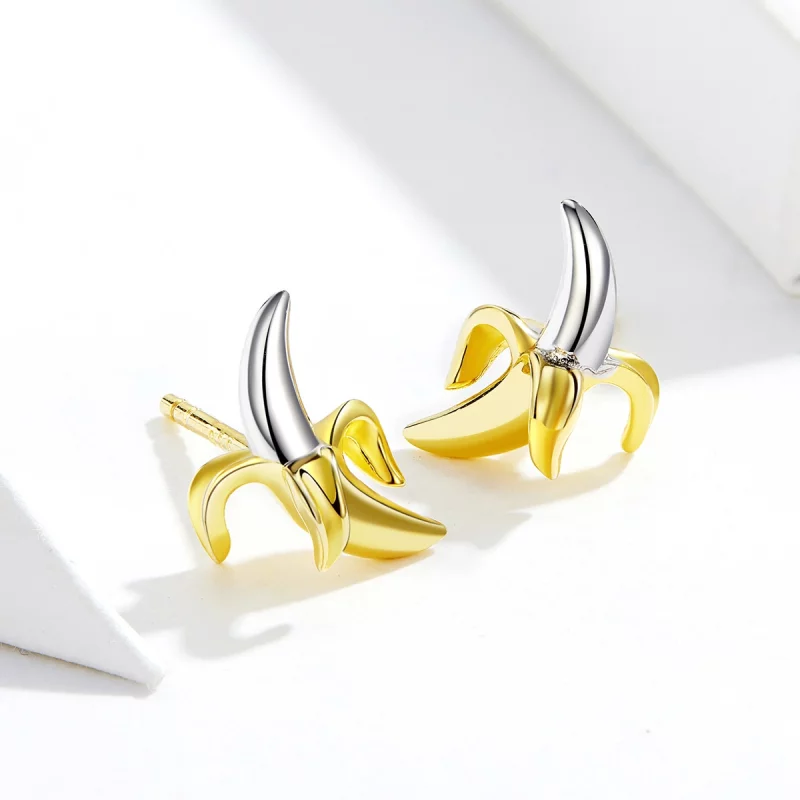 (image pour) Clous d'Oreilles Style PANDORA Banane ludique mignonne Bicolore - SCE731 - Afficher 4
