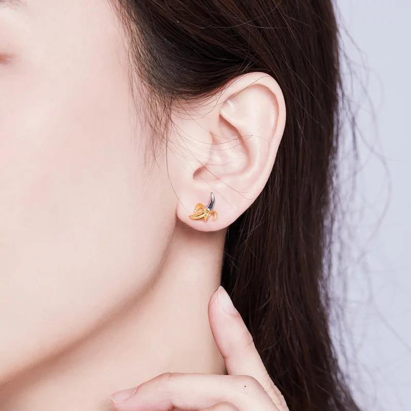 (image pour) Clous d'Oreilles Style PANDORA Banane ludique mignonne Bicolore - SCE731 - Afficher 5