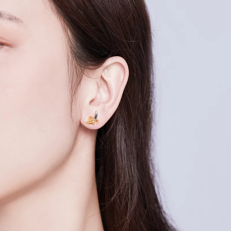 (image pour) Clous d'Oreilles Style PANDORA Banane ludique mignonne Bicolore - SCE731 - Afficher 6