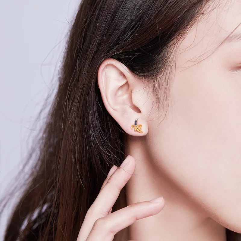 (image pour) Clous d'Oreilles Style PANDORA Banane ludique mignonne Bicolore - SCE731 - Afficher 7