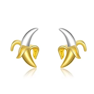 (image pour) Clous d'Oreilles Style PANDORA Banane ludique mignonne Bicolore - SCE731