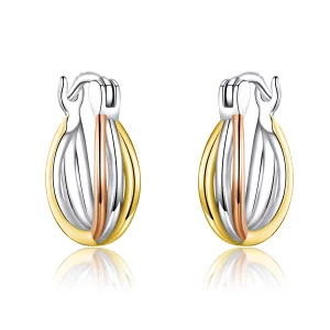 (image pour) Clous d'Oreilles Style PANDORA Bicolore - SCE719