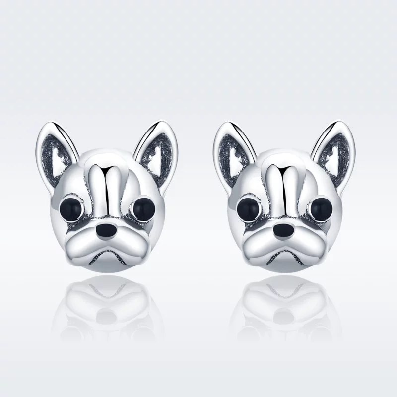 (image pour) Clous d'Oreilles Style PANDORA Bouledogue mignon - SCE283 - Afficher 4
