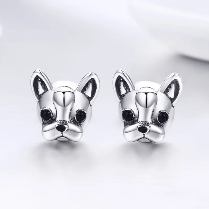 (image pour) Clous d'Oreilles Style PANDORA Bouledogue mignon - SCE283 - Afficher 5