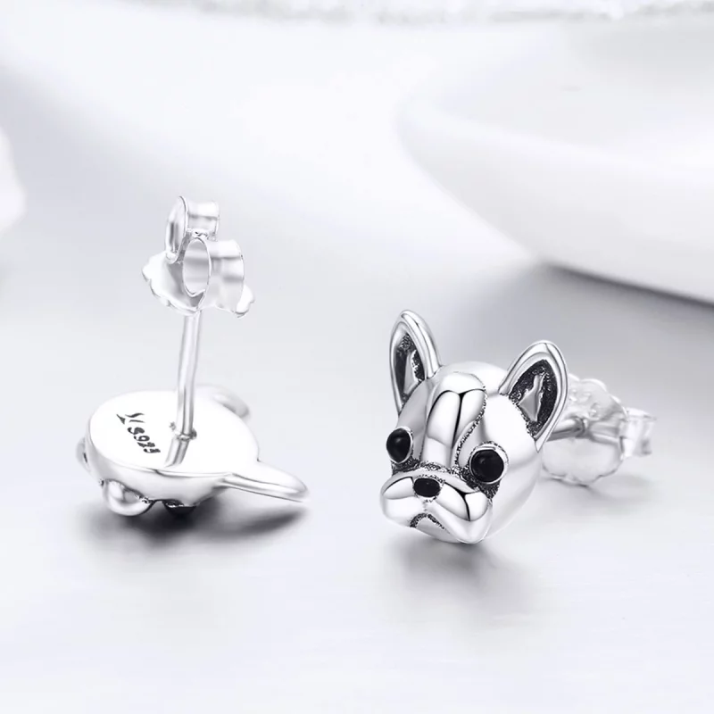 (image pour) Clous d'Oreilles Style PANDORA Bouledogue mignon - SCE283 - Afficher 7
