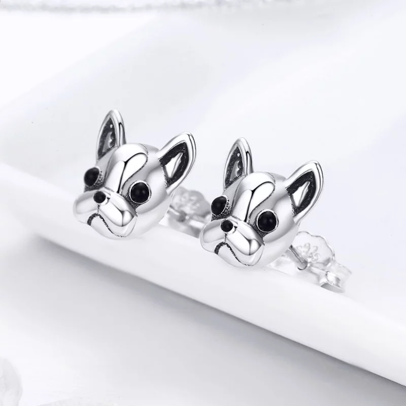 (image pour) Clous d'Oreilles Style PANDORA Bouledogue mignon - SCE283 - Afficher 8