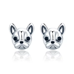 Clous d'Oreilles Style PANDORA Bouledogue mignon - SCE283 (image pour) Clous d'Oreilles Style PANDORA Bouledogue mignon - SCE283
