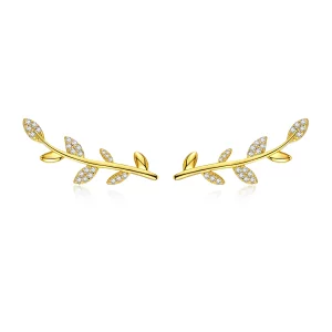 (image pour) Clous d'Oreilles Style PANDORA Branche de feuilles - SCE556