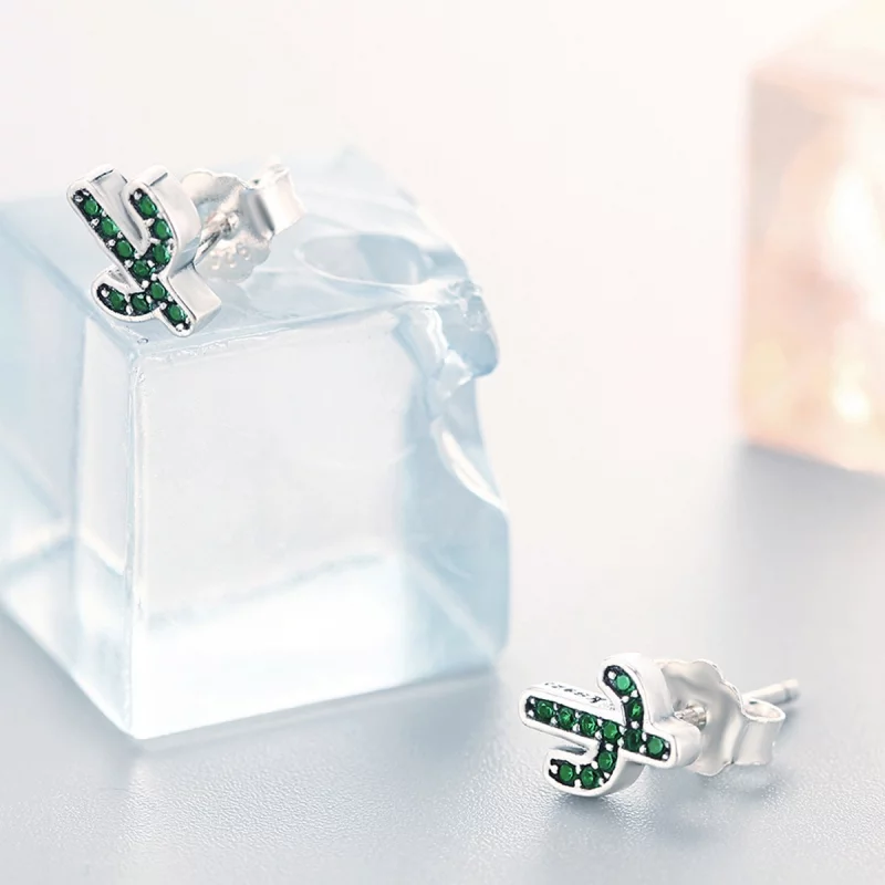 (image pour) Clous d'Oreilles Style PANDORA Cactus frais - SCE097 - Afficher 6