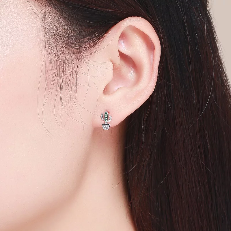 (image pour) Clous d'Oreilles Style PANDORA Cactus - SCE522 - Afficher 4