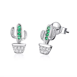 (image pour) Clous d'Oreilles Style PANDORA Cactus - SCE522