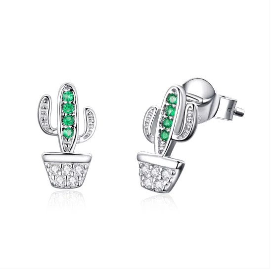 (image pour) Clous d'Oreilles Style PANDORA Cactus - SCE522