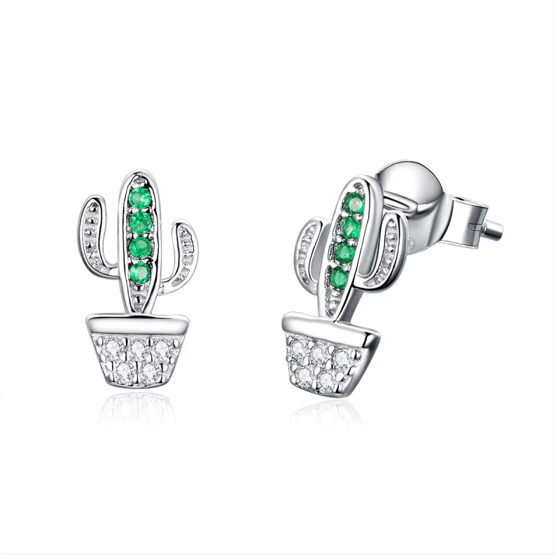 (image pour) Clous d'Oreilles Style PANDORA Cactus - SCE522
