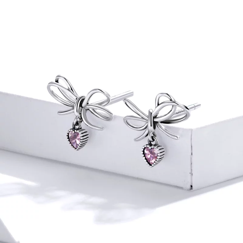 (image pour) Clous d'Oreilles Style PANDORA Cadeau avec arc - SCE962 - Afficher 3