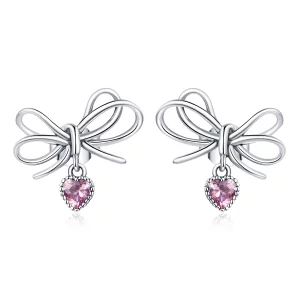 (image pour) Clous d'Oreilles Style PANDORA Cadeau avec arc - SCE962