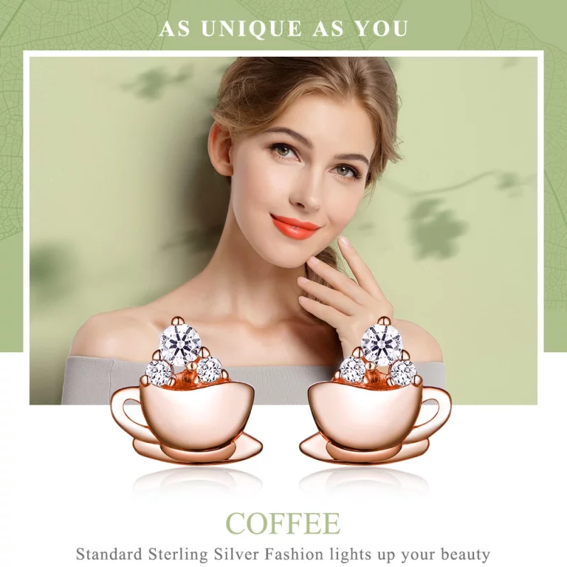 (image pour) Clous d'Oreilles Style PANDORA Café de l'après-midi - SCE592 - Afficher 2