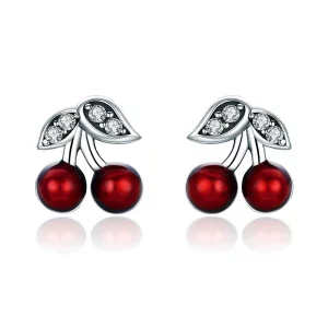 (image pour) Clous d'Oreilles Style PANDORA Cerise d'été - SCE404