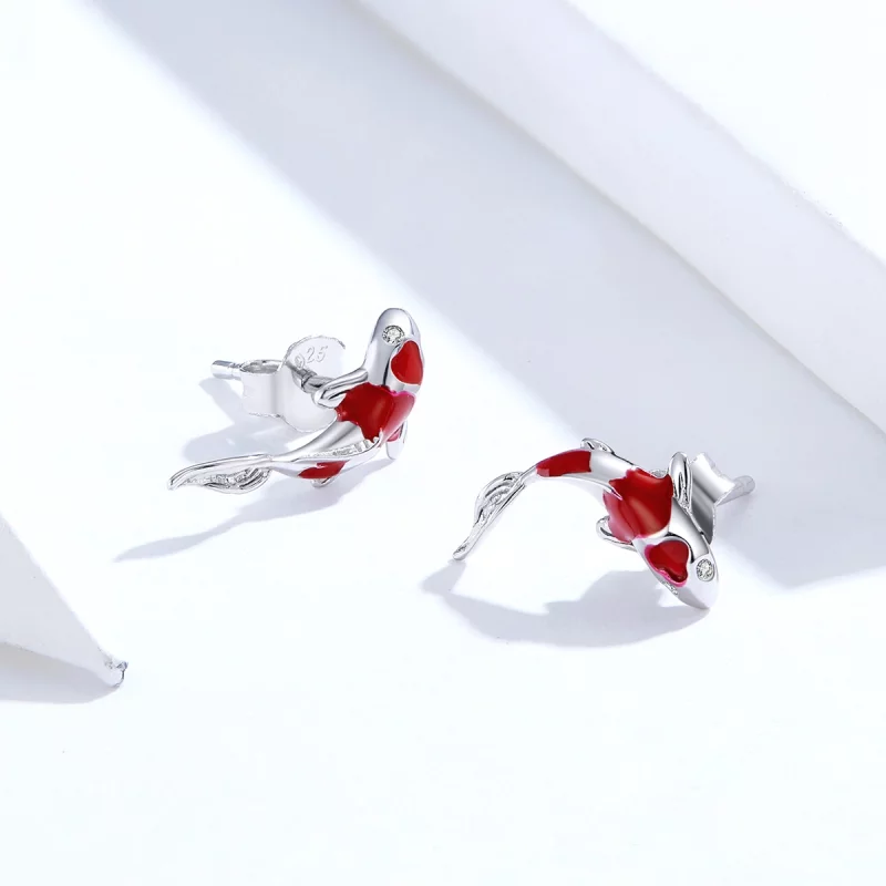 (image pour) Clous d'Oreilles Style PANDORA Chanceux Koi - SCE812 - Afficher 2
