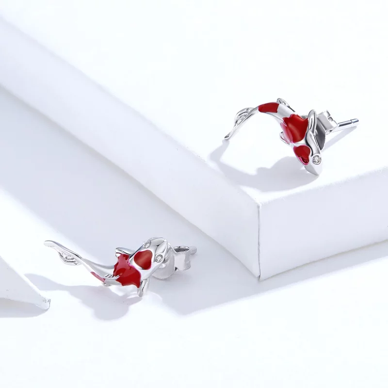 (image pour) Clous d'Oreilles Style PANDORA Chanceux Koi - SCE812 - Afficher 3
