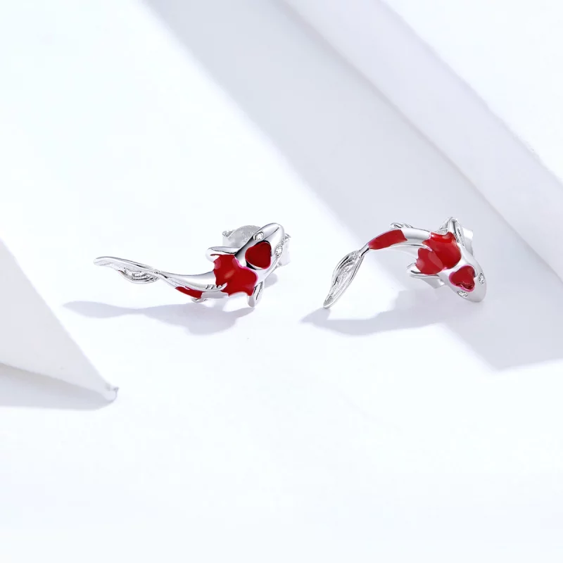 (image pour) Clous d'Oreilles Style PANDORA Chanceux Koi - SCE812 - Afficher 4