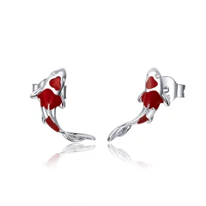 (image pour) Clous d'Oreilles Style PANDORA Chanceux Koi - SCE812