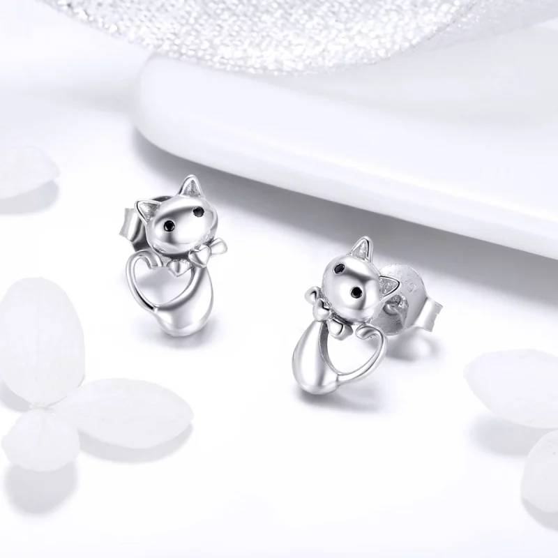 (image pour) Clous d'Oreilles Style PANDORA Chat collant - SCE450 - Afficher 5