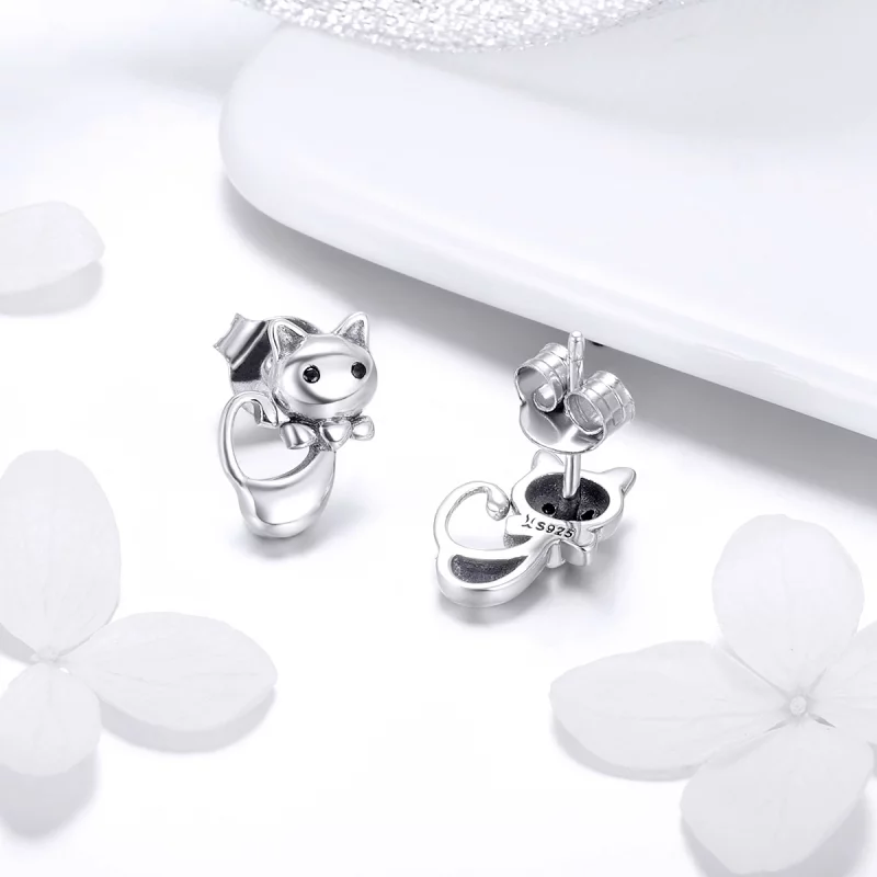 (image pour) Clous d'Oreilles Style PANDORA Chat collant - SCE450 - Afficher 6